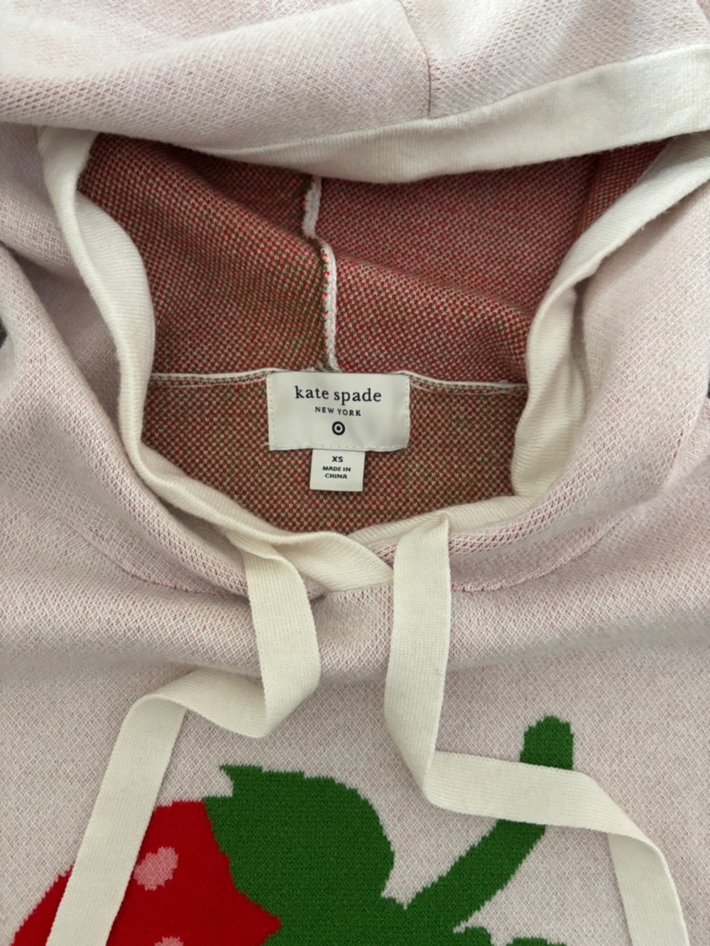 kate spade x Target Soft Pale Pink and Cream Hoodie with Strawberry in Size XS - Picture 4 of 5